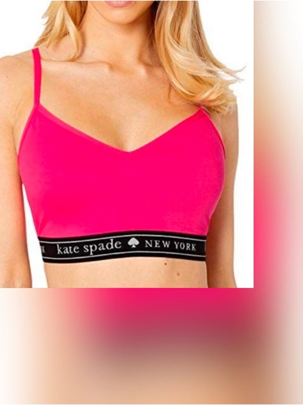 kate spade Pink Logo Band Bralette Large